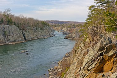 Potomac nehri Great Falls Park kış, Maryland, ABD.