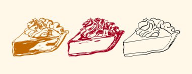 Cozy autumn pumpkin pie illustration featuring a golden flaky crust and creamy whipped topping. Perfect for Thanksgiving, fall menus, bakery designs, festive food projects, and seasonal culinary artwork.