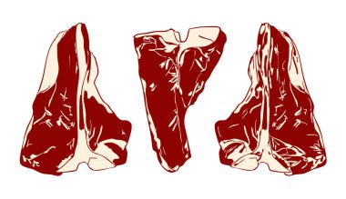 Kalın mermer ve detaylı kemik dokuları içeren klasik tarzda biftek çizimi. Kasap markası, et lokantası menüleri, barbekü grafikleri, gıda ambalajları, restoran pazarlama ve aşçılık için mükemmel..