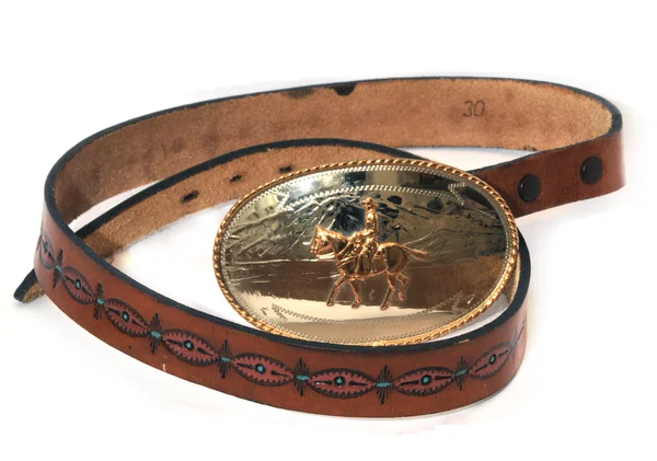 Western leatherbelt buckle — Stock Photo, Image