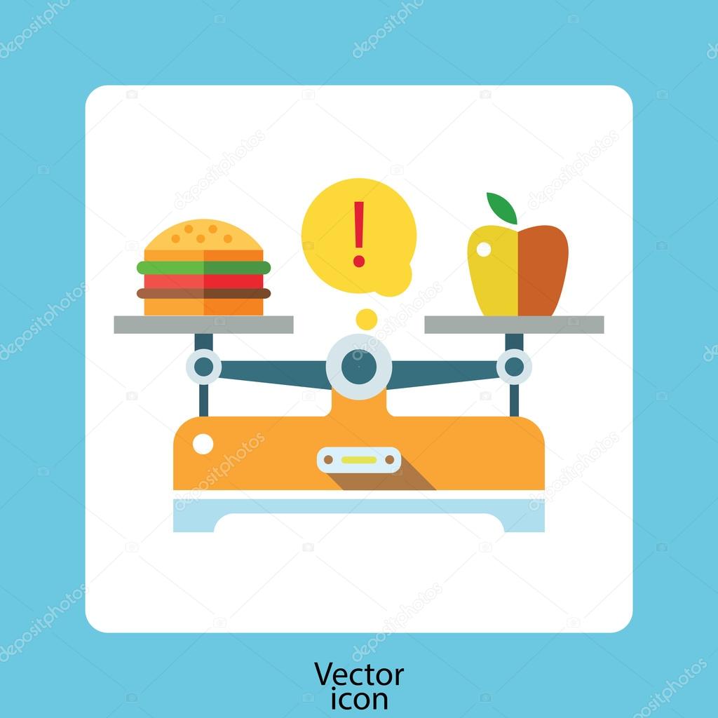 Weight balance poster with apple