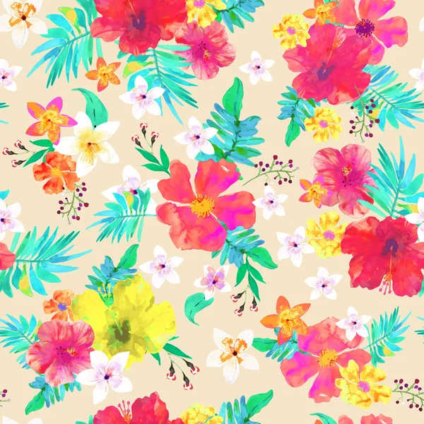 Seamless floral  background. Tropical colorful pattern. Vector. — Stock Vector