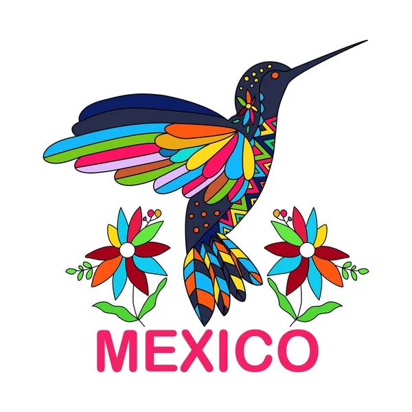 Imagen vectorial aislada de ave mexicana. Colibríes. Tradicional — Vector de stock