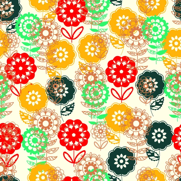 Fondo floral sin costuras. Flores y hojas aisladas en beige — Archivo Imágenes Vectoriales