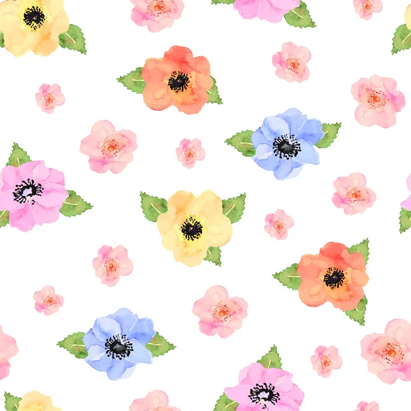 Fondo floral sin costuras. Aislado hermosas flores y hojas — Archivo Imágenes Vectoriales