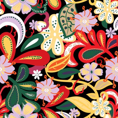 Kusursuz arka plan. Beyaz backgrou üzerinde tropikal çiçekler ve yapraklar