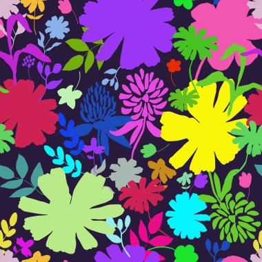 Sorunsuz çiçek desenli. Mavi backg izole renkli çiçekler