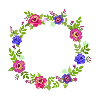 Yapraklar ve çiçekler, ile zarif çiçek toplama elle çizilmiş.