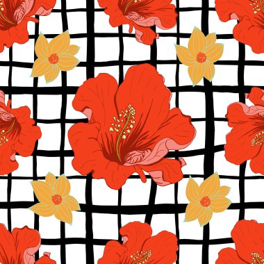 Siyah şeritler ve izolat ile soyut geometrik dikişsiz desen