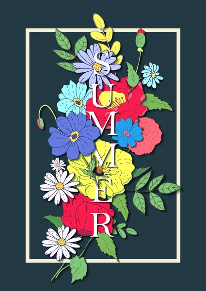 Карточка векторных цветов. Элегантная коллекция цветов с изолированной леей — стоковый вектор