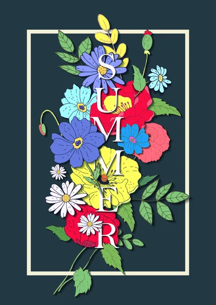 Tarjeta de flores vectoriales. Elegante colección floral con pulga aislada — Vector de stock