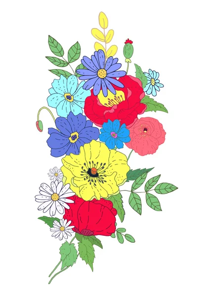 Λουλουδάτο μπουκέτο λουλουδιών. Απεικόνιση διανυσματικών φορέων. — Διανυσματικό Αρχείο