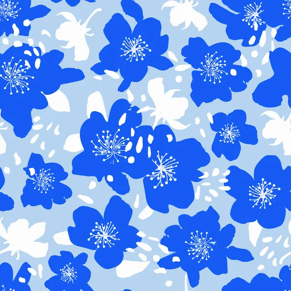 Abstract seamless pattern with isolated flowers silhouettes. — Stock Vector