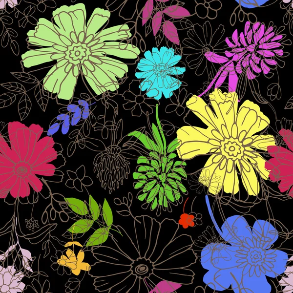 Abstract naadloze patroon met de handtekening geïsoleerd bloemen. — Stockvector