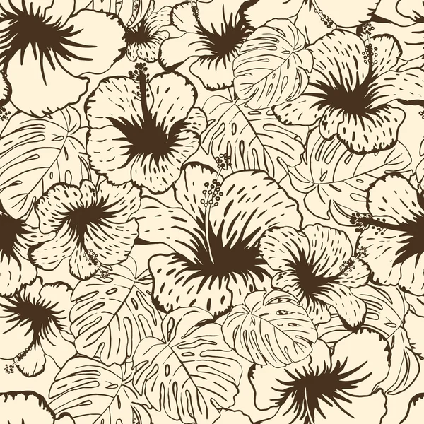 Illustration de floral sans couture. Fleurs tropicales isolées et l — Image vectorielle