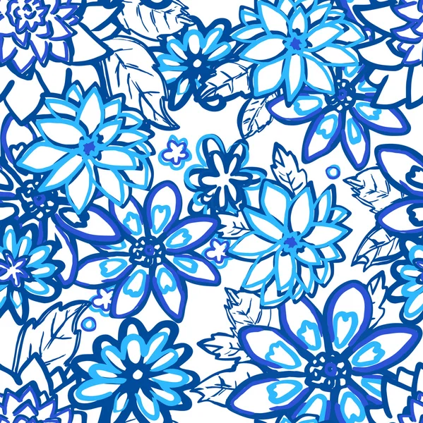 Безшовний квітковий фон. Синьо-білі ізольовані квіти і — стоковий вектор