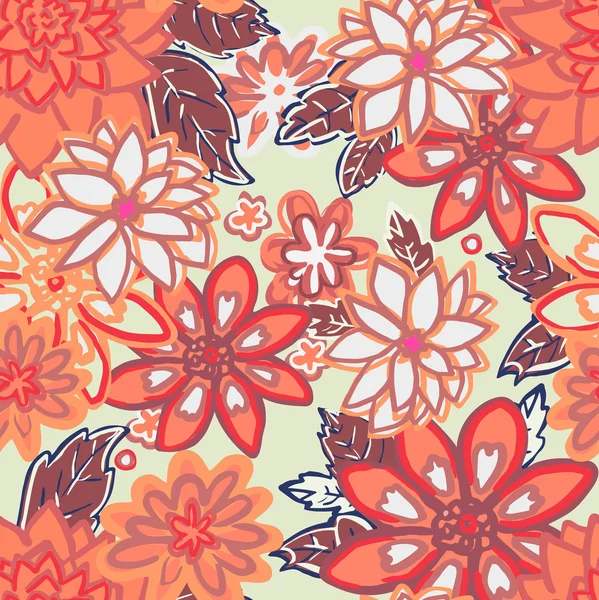 Vektor Illustration von Blumen nahtlos. isolierter, von Hand gezeichneter Fluss — Stockvektor