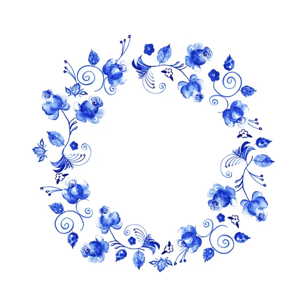 Elégante collection florale avec des feuilles bleues isolées et des fleurs , — Image vectorielle