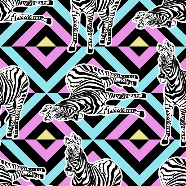 Abstrato pintado à mão fundo animal sem costura. Padrão de zebra — Vetor de Stock