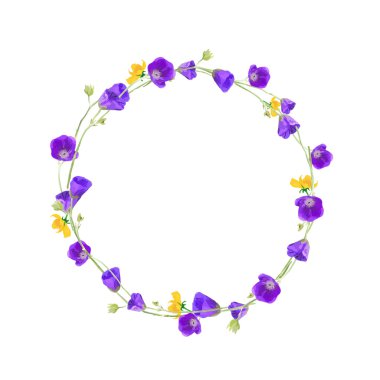 Vektör çiçek çelenk. Zarif çiçek koleksiyonu ile izole b