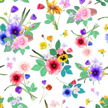 Vektör çizim çiçek sorunsuz. Güzel çiçekler el çekilmiş.