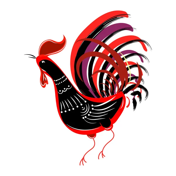 Color polla de fuego mirando a la izquierda. Calendario chino Zodíaco para 20 — Vector de stock