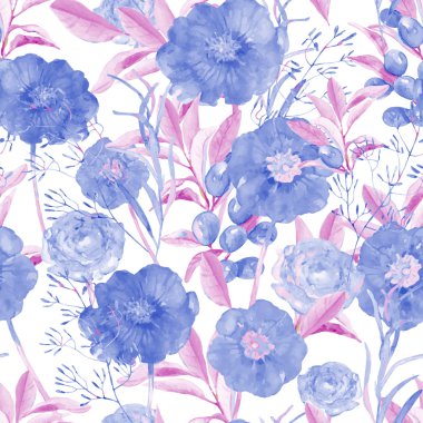 Vektör çizim çiçek sorunsuz. Güzel blu el çekilmiş