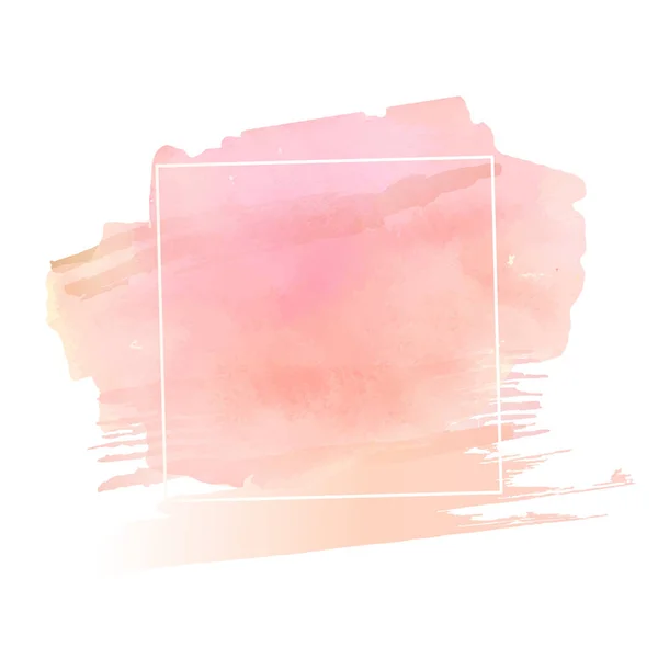 Beige und rosa natürliche Aquarell-Textur in einem weißen quadratischen Rahmen. Modernes Grafikdesign. Vektorbanner. Handgezeichnetes monochromes Gestaltungselement — Stockvektor