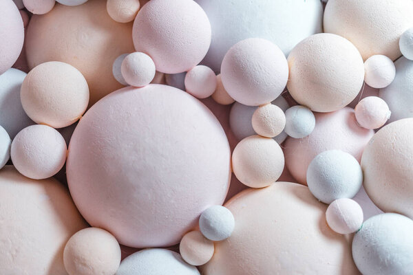 pastel balloons background. Abstract background with 3d spheres. Plastic pink and blue bubbles
