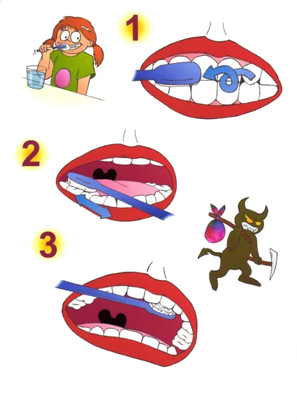Instrução de cuidados dentários para crianças (2003 ) — Fotografia de Stock