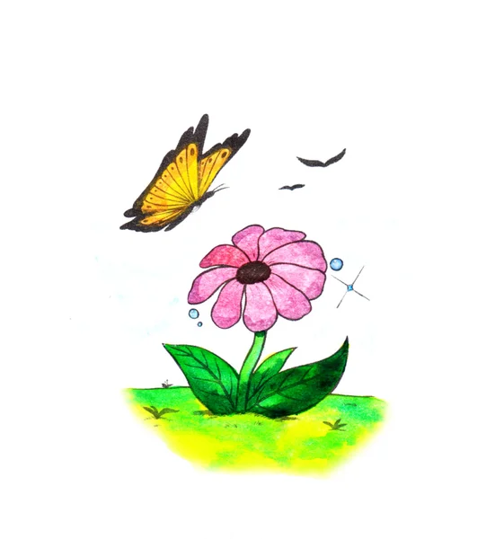 Flor de primavera y mariposa (2008 ) —  Fotos de Stock