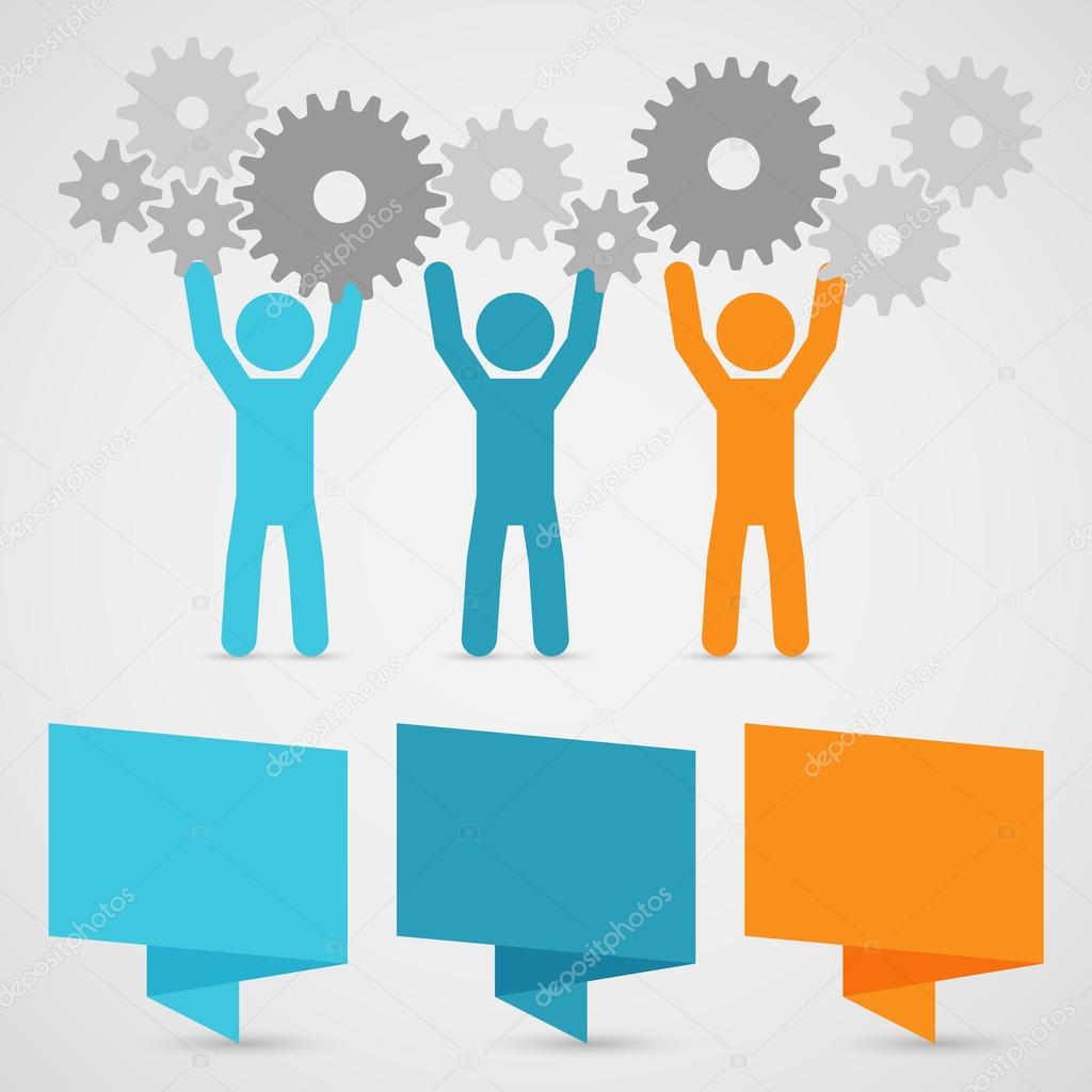 People Holding Cogs vector made in illustrator