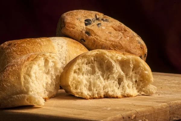 three ciabatta breads