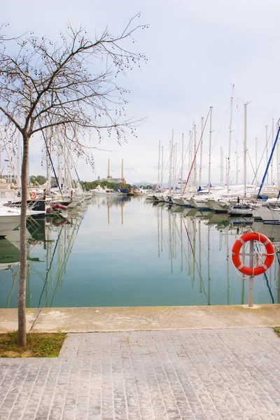 White boats and yachts in the quay — Stock Photo, Image