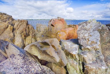 Norveç'te kayalık sahil deniz kenarında