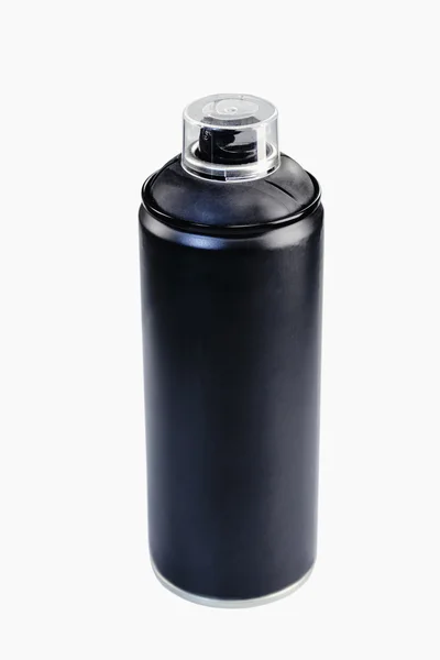 Frasco de spray de metal preto isolado — Fotografia de Stock