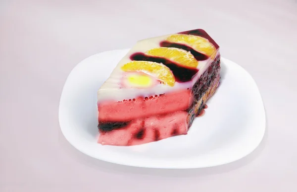 Vue Rapprochée Gâteau Gelée Coloré Avec Une Variété Fruits Dans — Photo