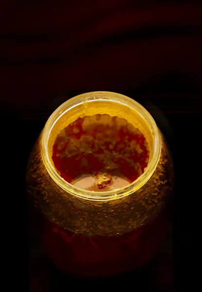 Rim of the jar with crystallized honey — Stock Photo, Image
