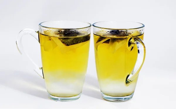 Två glas av grönt te — Stockfoto