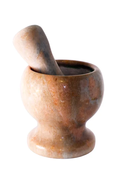 Orange marble mortar and pestle — Stock Photo, Image