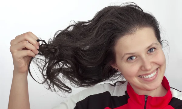 Retrato de una chica con el pelo alborotado — Foto de Stock