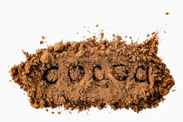 Kakaopulver mit der Aufschrift Kakao — Stockfoto