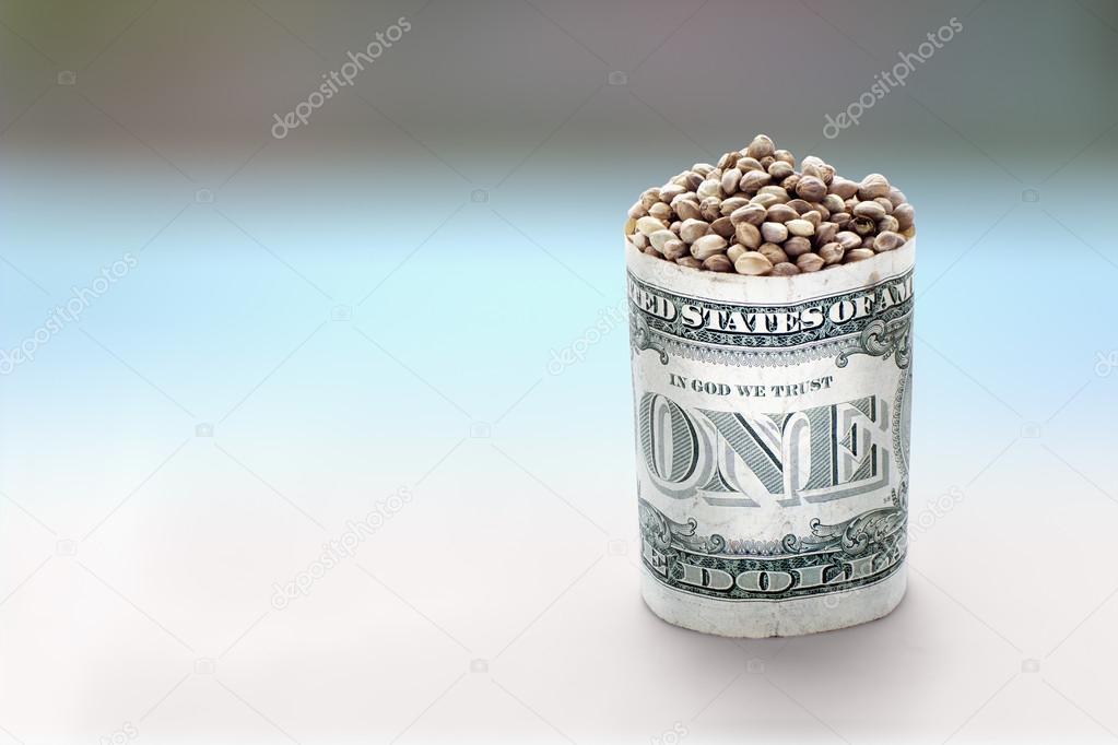 Hemp seeds in one dollar barrel