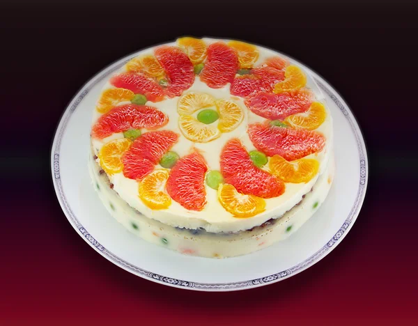 Gâteau à la gelée aux fruits colorés — Photo