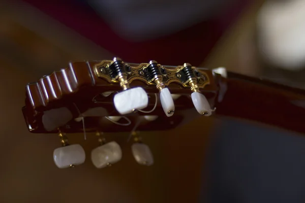 Acoustic guitar's fretboard head — Zdjęcie stockowe