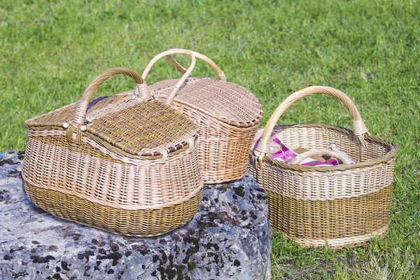 Três cestas de vime — Fotografia de Stock