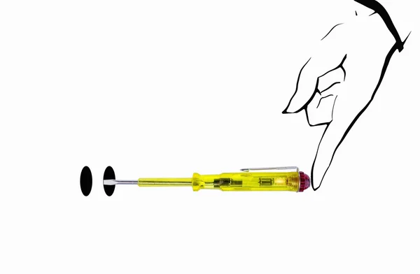 Voltage test screwdriver with indication through led diode — Stock Photo, Image