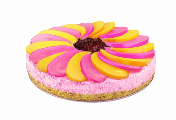 Gâteau coloré avec une variété de fruits — Photo
