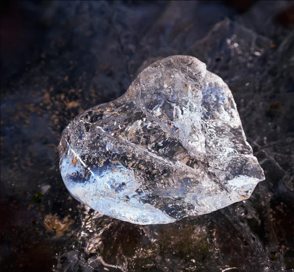 Heart-shaped piece of ice — Stock Photo, Image