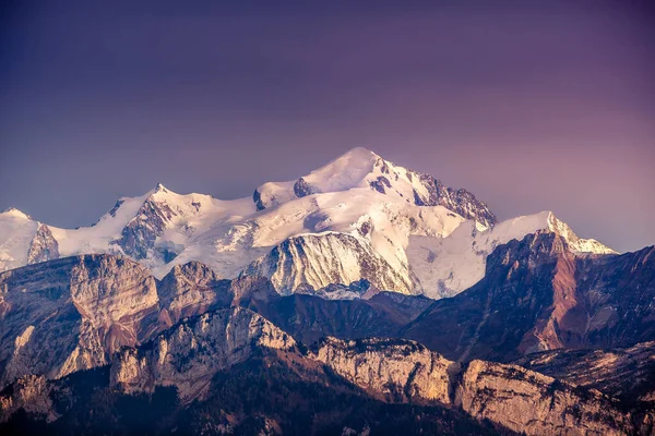 Vista Mont Blanc Summit Mont Saleve Haute Savoie França — Fotografia de Stock